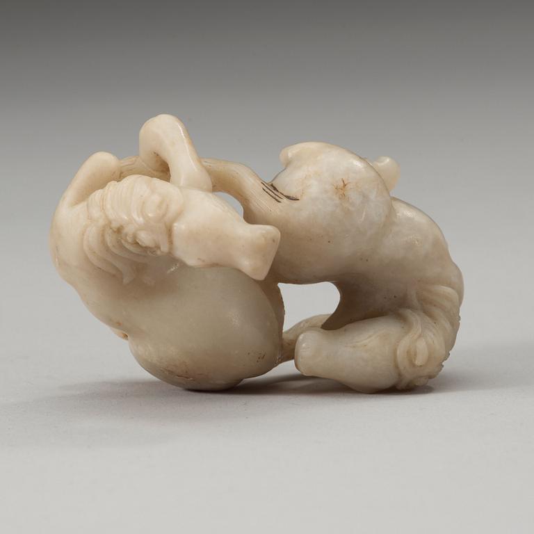 A nephrite figure of horses, China.