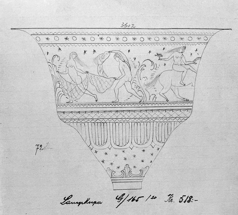 Simon Gate, a rare engraved lampshade model "165", Orrefors, 1920.