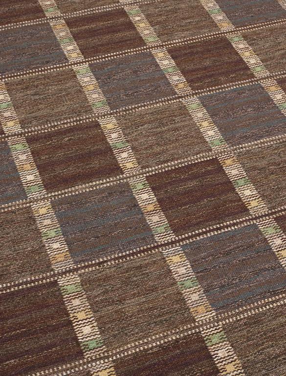 RUG. "Falurutan mörk". Flat weave. 208,5 x 135,5 cm. Signed AB MMF BN.