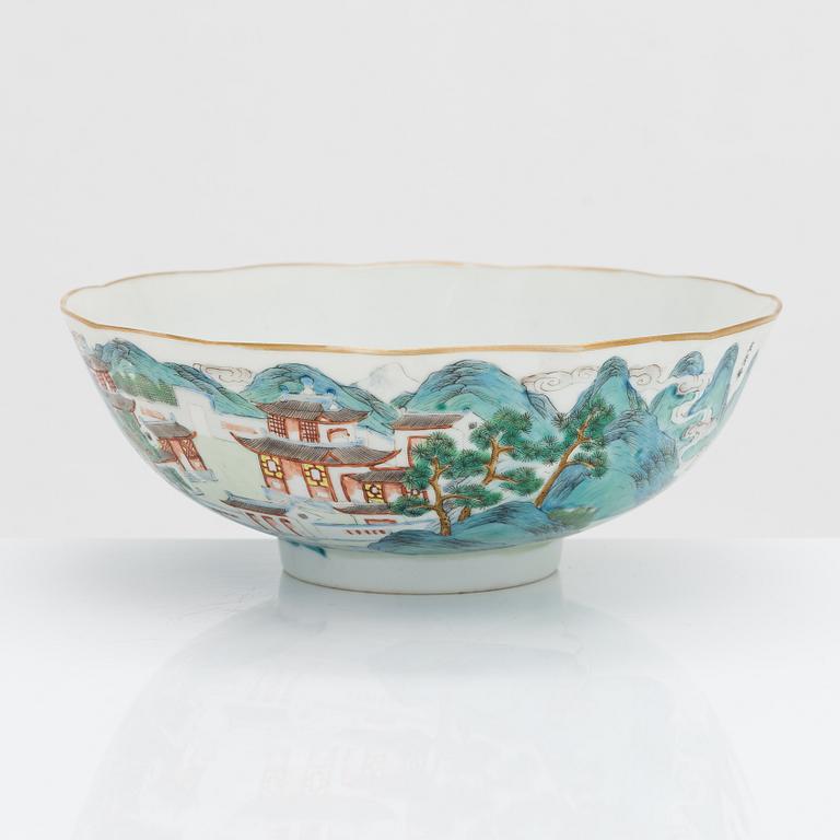 Kulho, posliinia, Kiina, Qing-dynastia, 1800-luku.