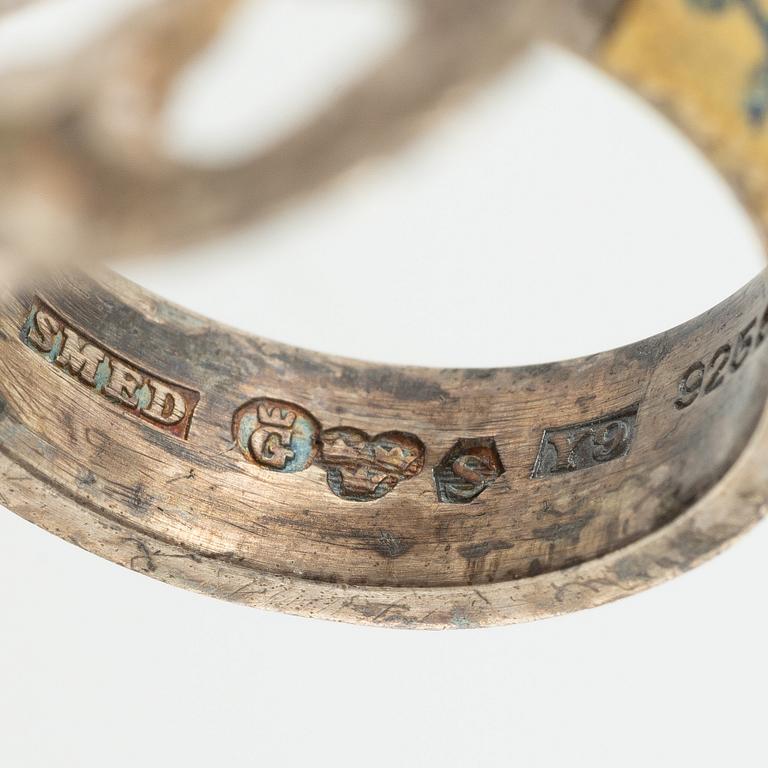 Lars Arby, fyra ringar, silver, en med tigeröga.