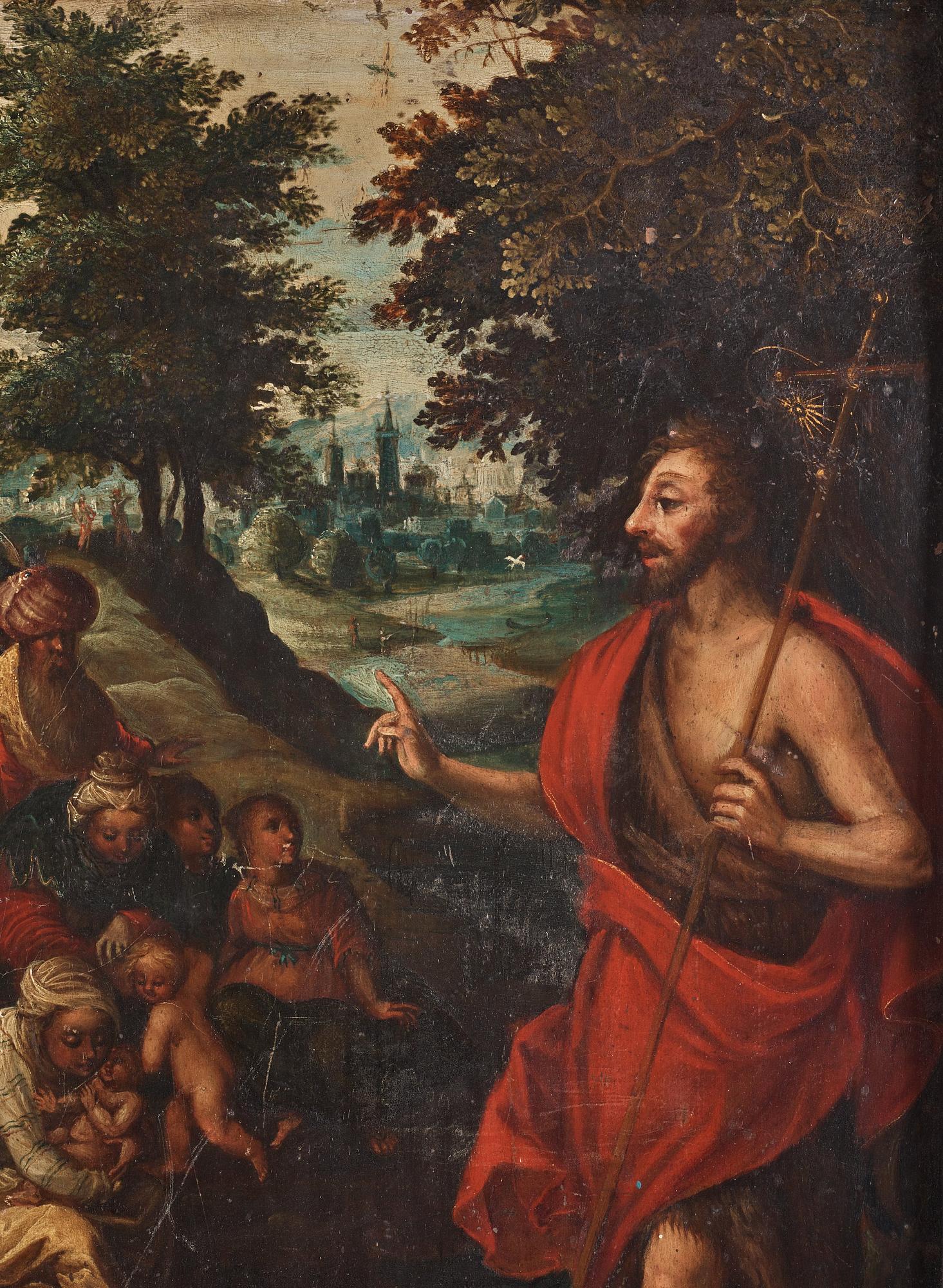 Gillis Mostaert Hans krets, Johannes döparen predikar.