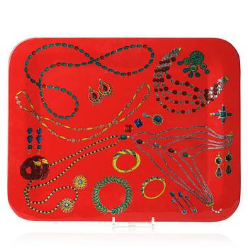 1030. Piero Fornasetti, a red lacquered tray, Fornasetti, Milan, Italy 1995.