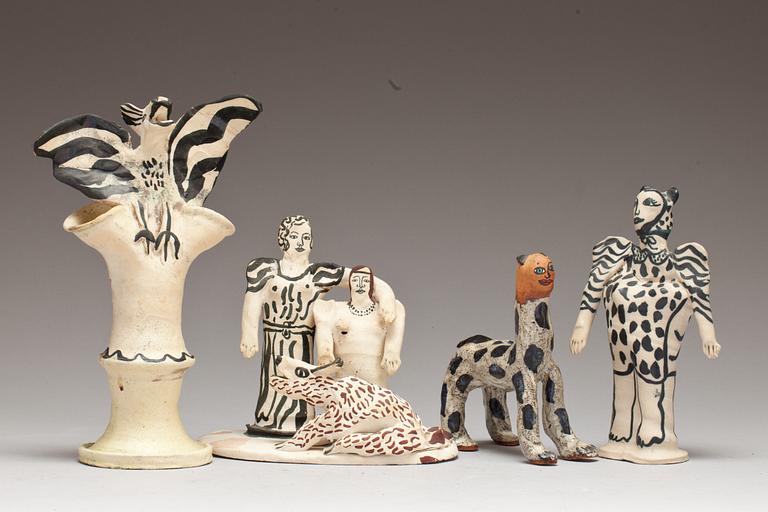 FIGURINER, 4 st, keramik, Ulrica Hydman-Vallien, signerade.