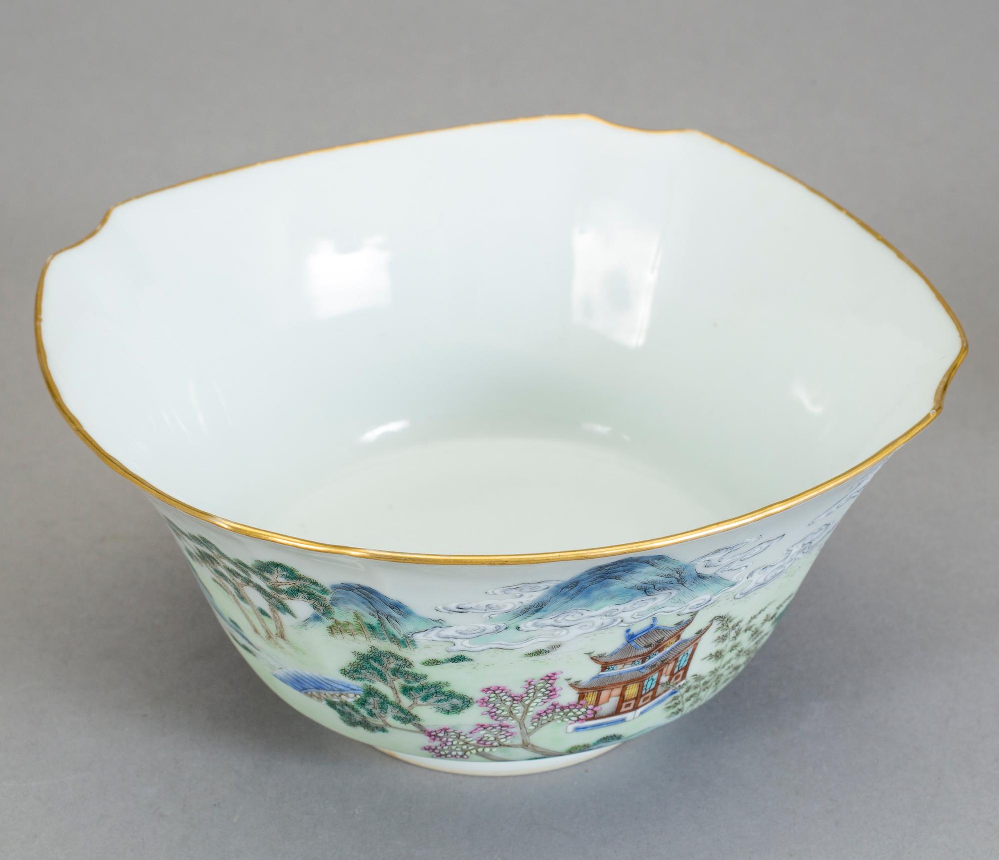 A famille rose bowl, Qing dynasty with Daoguang seal mark.