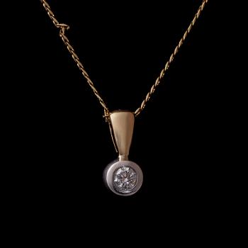 HÄNGE, 14K guld, briljantslipad diamant 0,25 ct. Vikt ca 4,6 g.