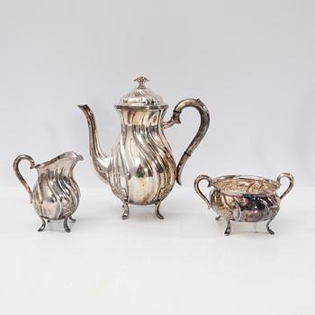 Coffee service, 3 pieces, silver, Rococo style, Norway, 20th century.