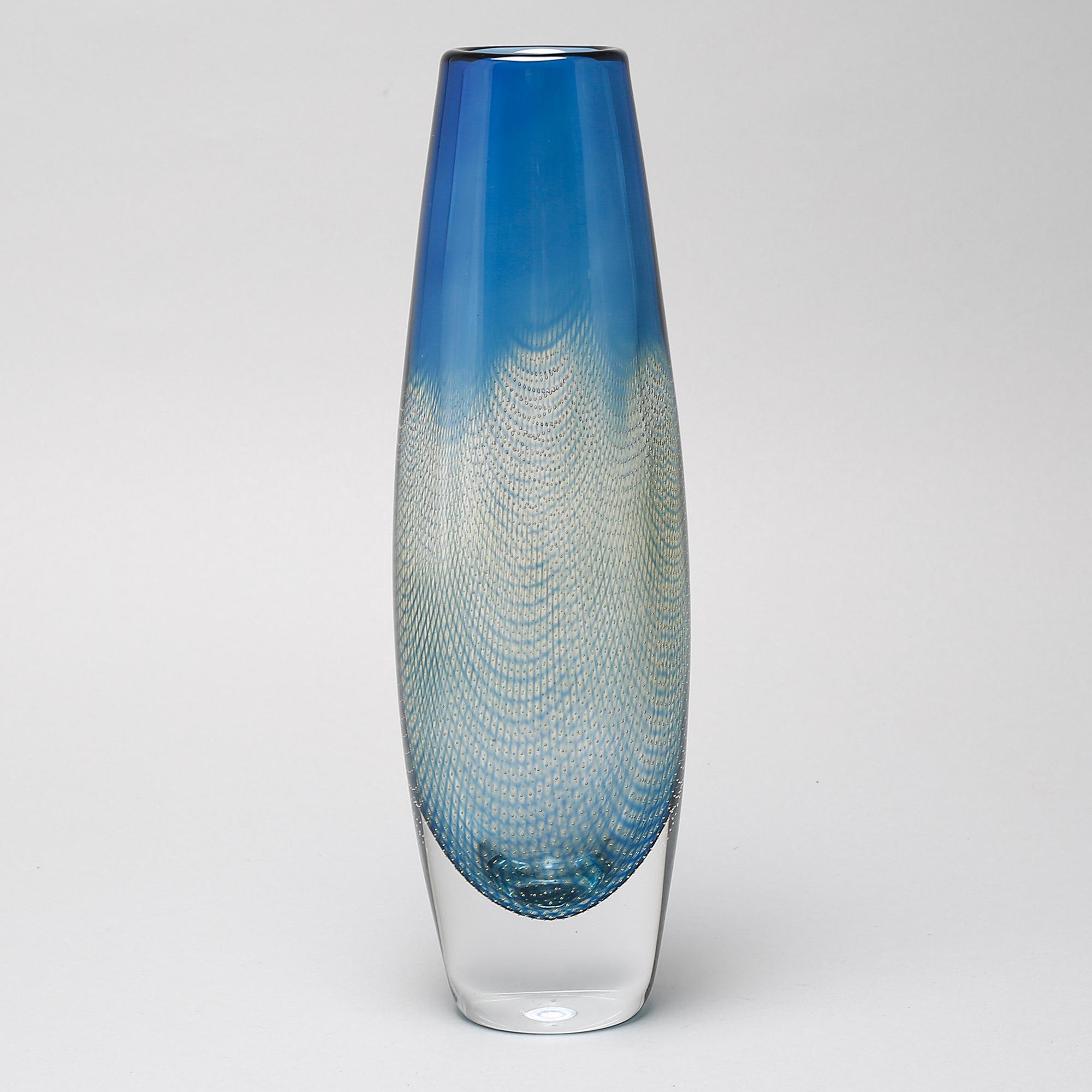A glass vase by Sven Palmqvist, "Kraka", for Orrefors, numbered 323 and signed.