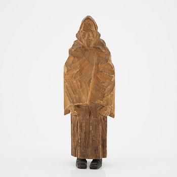 Axel Petersson Döderhultarn, skulptur, signerad. Delvis bemålat trä, höjd 25 cm.