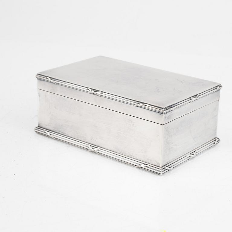 A silver and parcel-gilt cigarr box, mark of Gustave Keller (firm active in Paris 1867-ca. 1940).