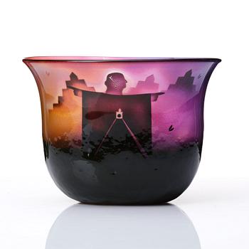 Bertil Vallien, a unique blasted glass bowl, Kosta Boda, Sweden.