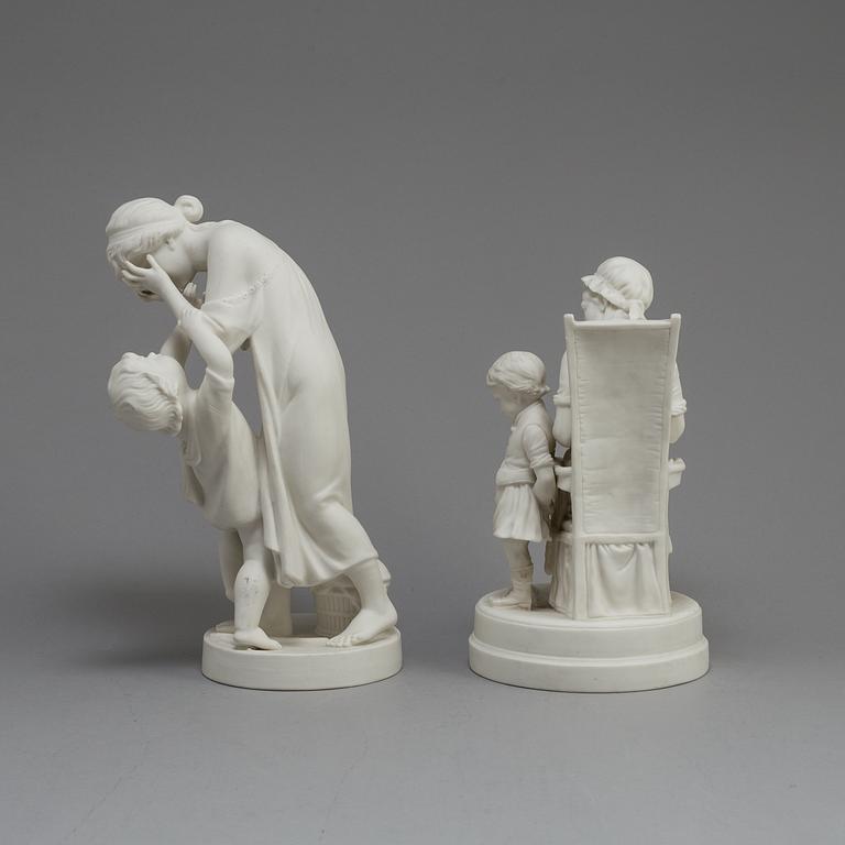 FIGURER, 2 st, parian, Gustafsberg, en daterad 1918.