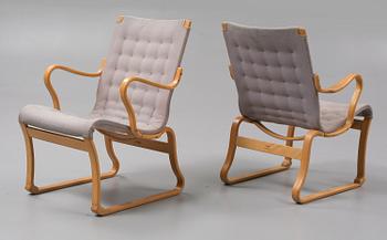 FÅTÖLJER, ett par, "Mina", Bruno Mathsson, 1900-talets andra hälft.