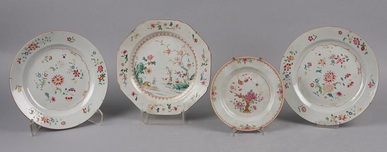 TALLRIKAR, 4 st, porslin, Kina, 1700-tal.