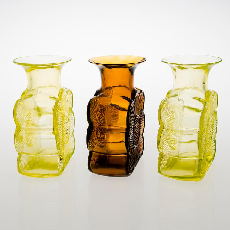 TAMARA ALADIN, VASER, 3 st, glas, "Amuletti", 1731, Riihimäen Lasi, 1971-1975.