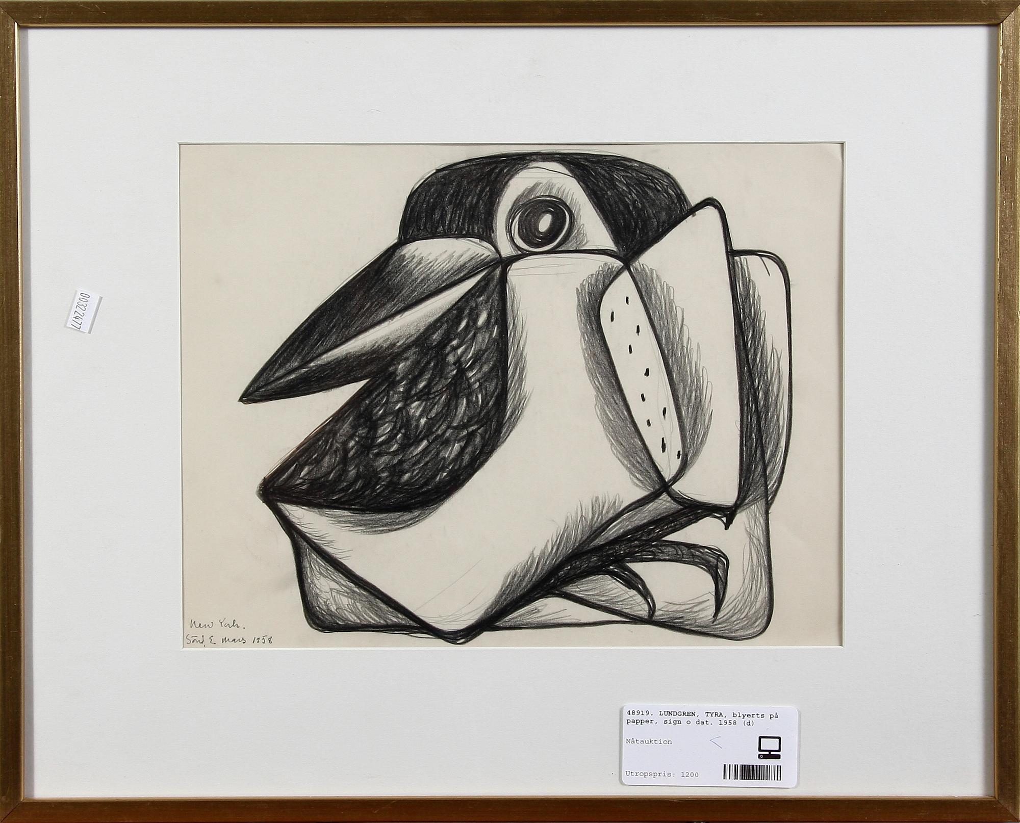LUNDGREN, TYRA, blyerts på papper, sign o dat. 1958.