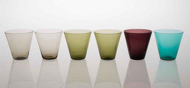 A set of six 'Kartio' glasses and a glass carafe, mid-20th Century.