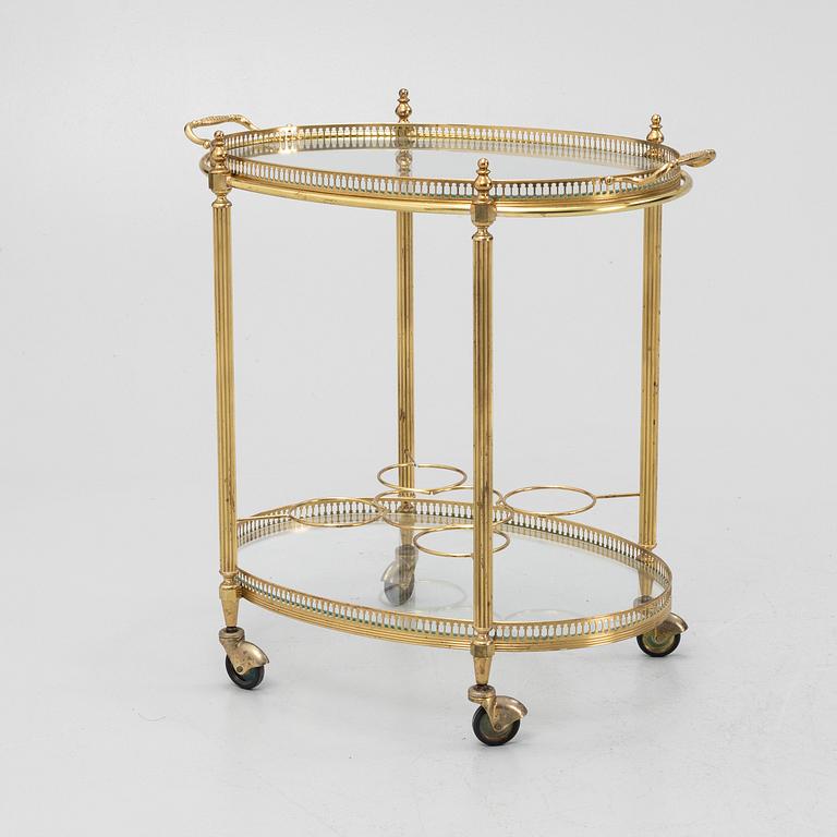 A brass and glass trolley, second part of the 20th Century.
