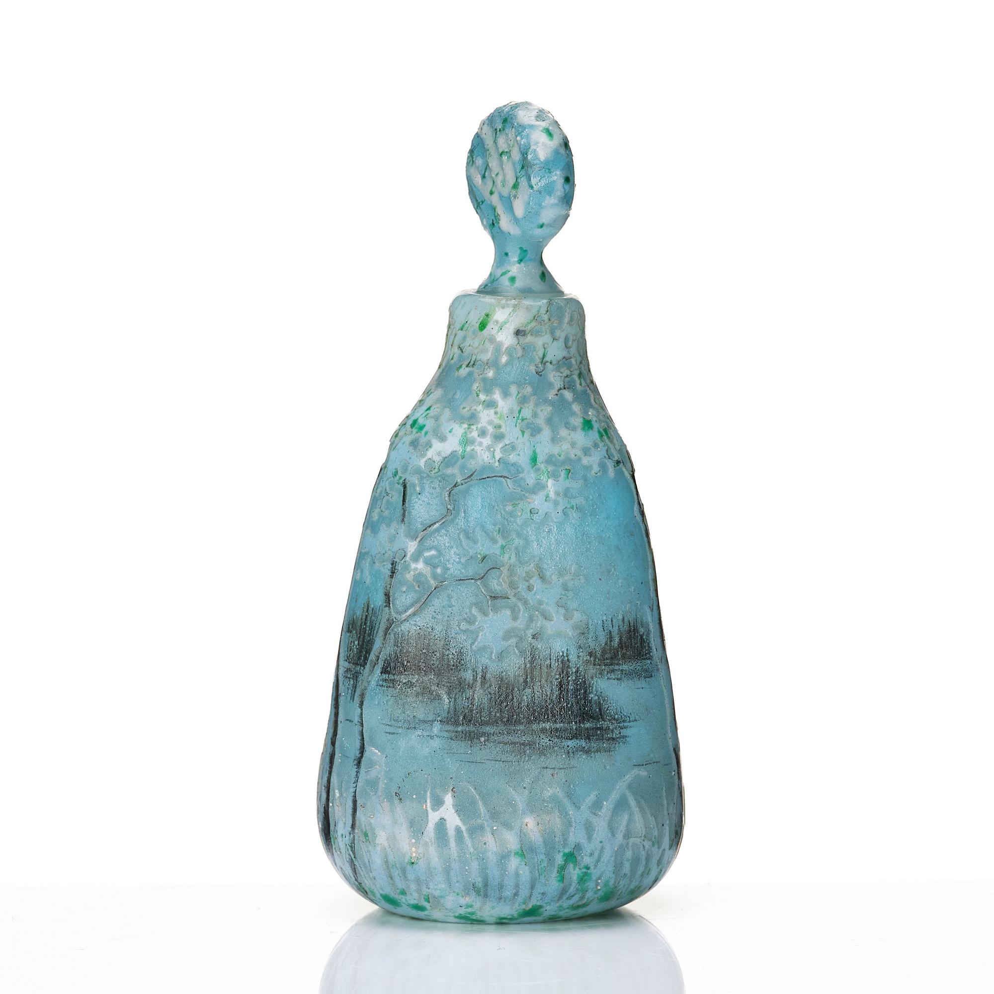 Daum, flaska med propp, Nancy, Frankrike, Art Nouveau, ca 1900.
