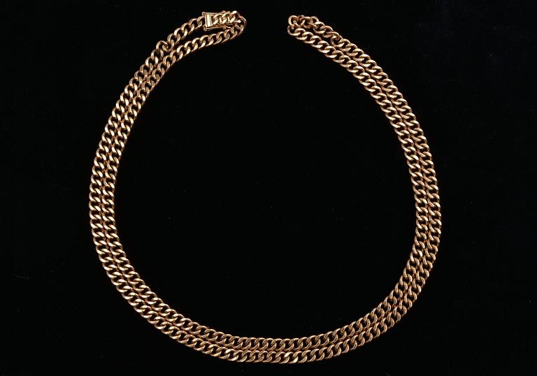 HALSKED, "pansar" 18K guld. Finland 1998 handgjord. Pituus 80 cm, paino 57,6 g.