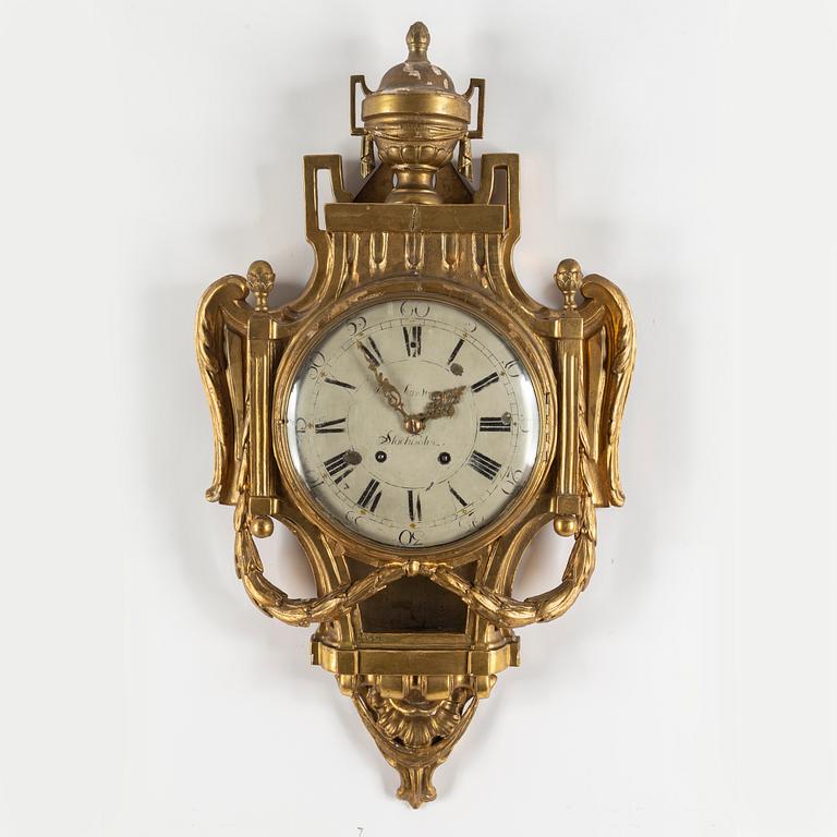A Gustavian wall clock, dial signed Petter Lundmark, Stockholm. Late 18th century.