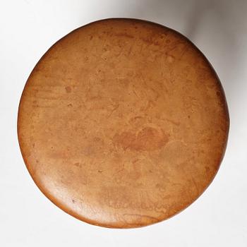 Vilhelm Lauritzen, a beech and leather stool for Fritz Hansen, Denmark 1930's.