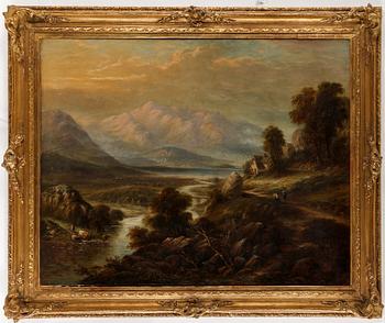 OKÄND KONSTNÄR, olja på duk, otydligt signerad T. Thomas?, England, 1800-tal.