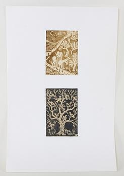 INGA PALMGREN, träsnitt, 7 st,