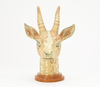 A Gunnar Nylund stoneware figure of an antelope's head, Rörstrand.