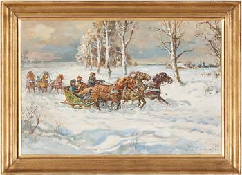 E. PIERZYNSKI, olja på duk, signerad. 1900-tal.