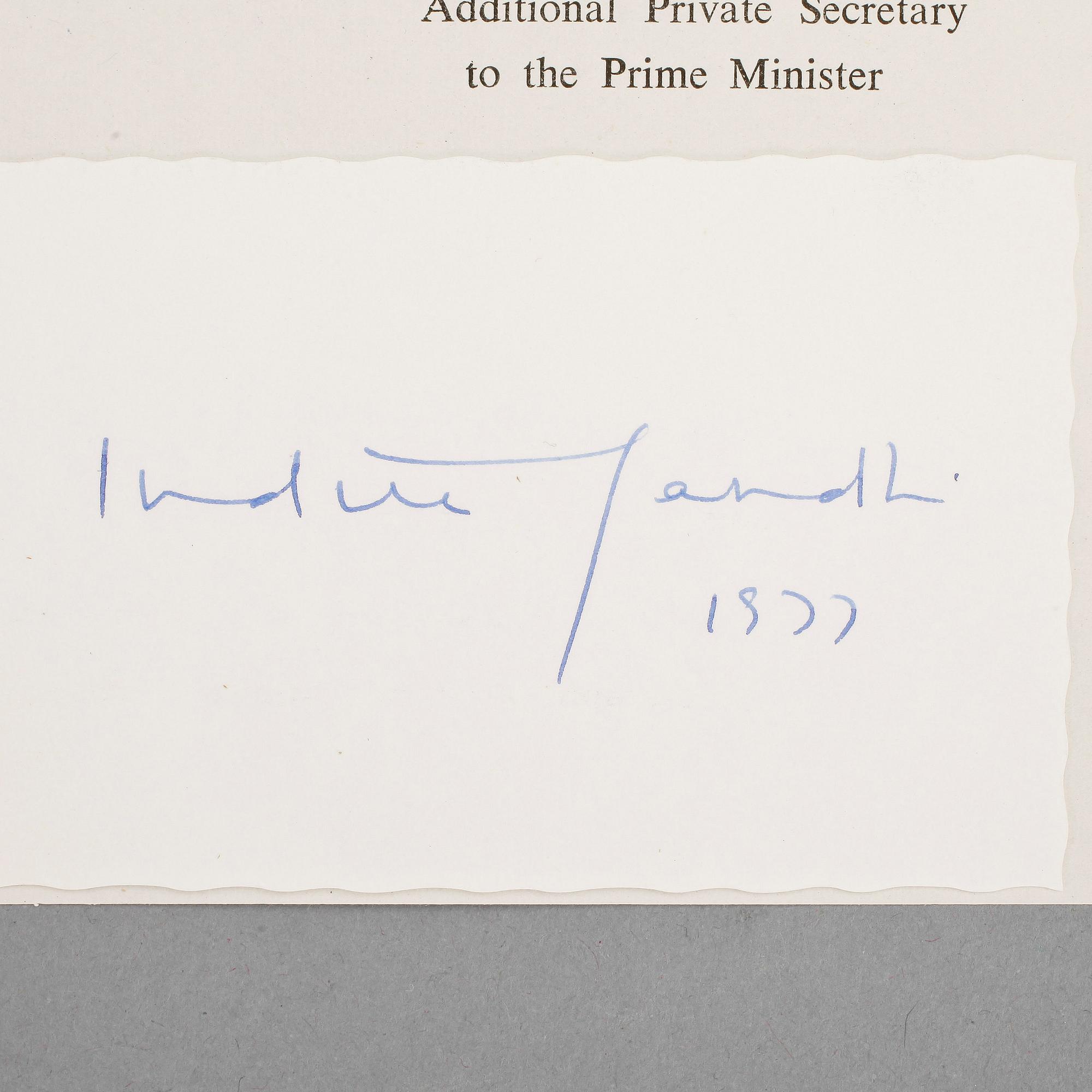 DALAI LAMA f. 1935 SAMT INDIRA GANDHI (1917-1984), egenhändiga.