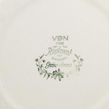 Service parts, 35 pieces, earthenware, "Grön Anna", Rörstrand, second half of the 20th century.