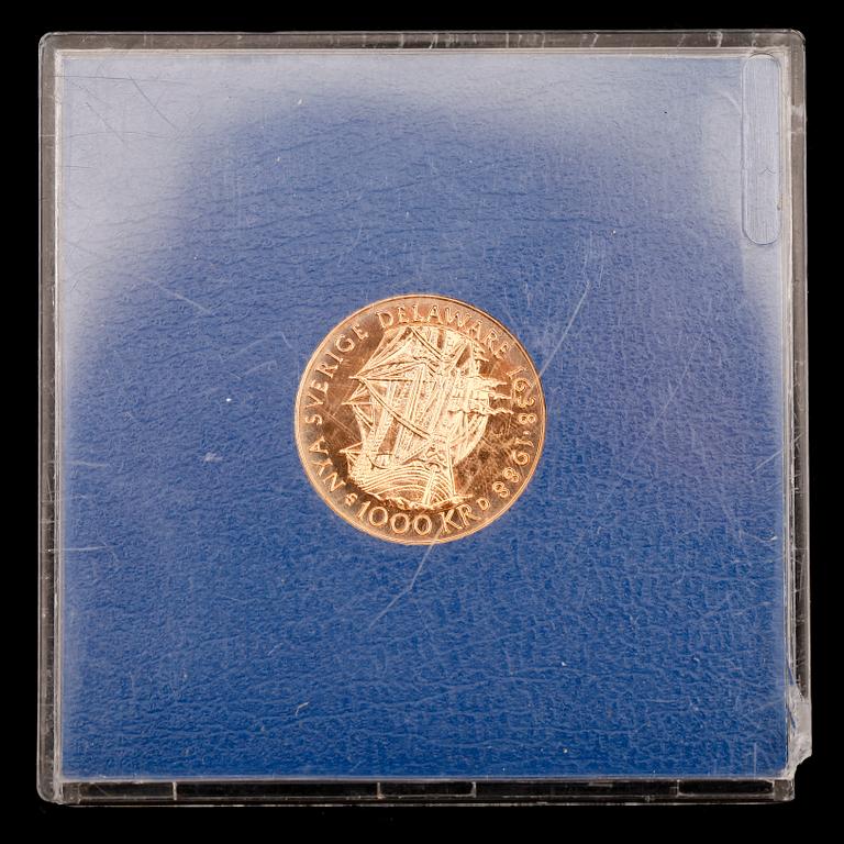 GULDMYNT, Carl XVI Gustaf, 1000 kr, 1988. Vikt ca 6 g.