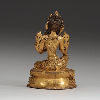 A gilt bronz Tara, Qing dynasty, 18th Century.