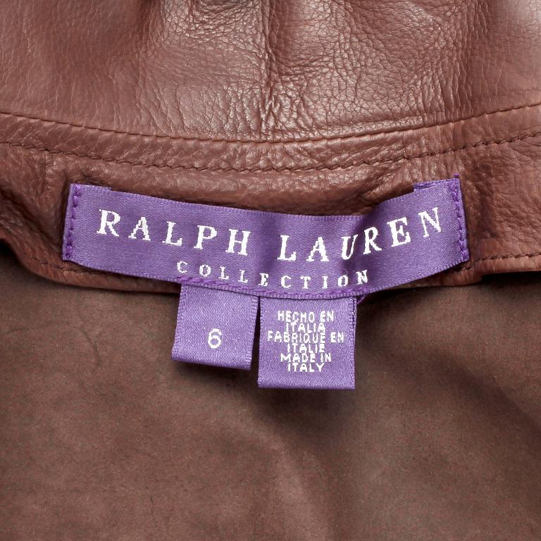 RALPH LAUREN, a brown lambskin leather jacket, size 6.