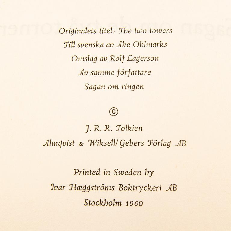 J.R.R Tolkien,  böcker 2 vol 1959/60 (Svensk första utgåva).