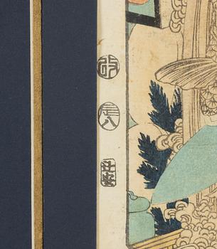 Ganjosai Kunihiro/Kunihiro Utagawa och Utagawa Kunisada (Toyokuni III), Kabukiskådespelare.