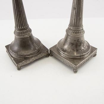 Nils Justelius candlesticks, a pair of pewter, Eksjö 1812.