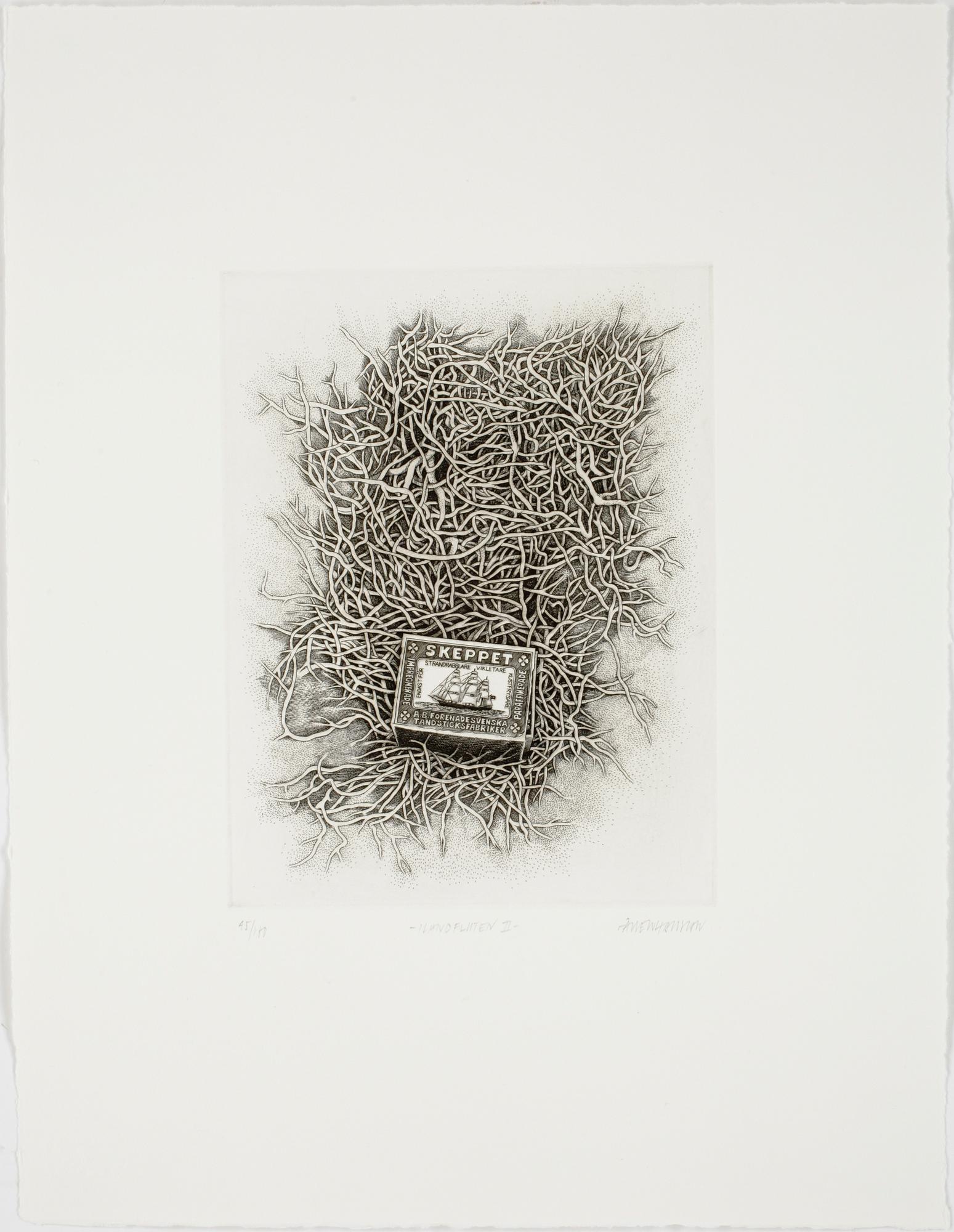ÅKE JOHANSSON, 7 st, kopparstick, "Ilandfluten", sign o numr 45/100.