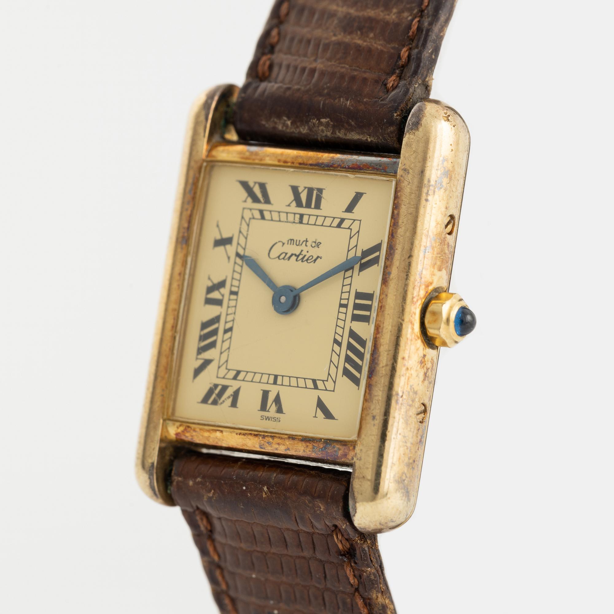 must de Cartier, Tank, wristwatch, 20,5 x 20 (28) mm.