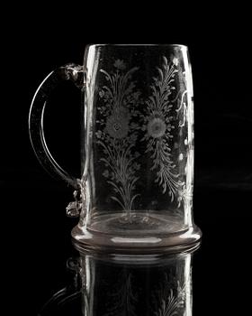 An engraved Swedish wedding tankard, dated 1800.