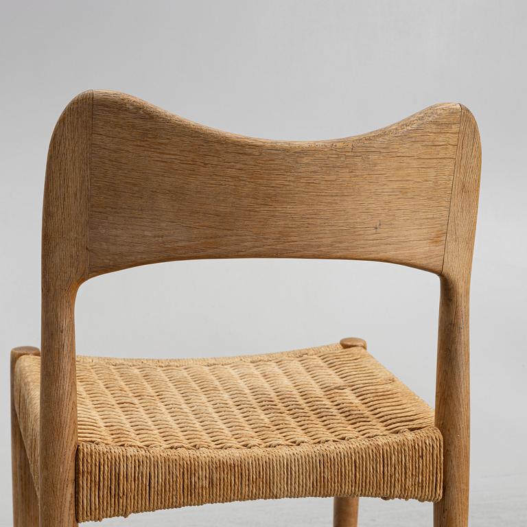 Arne Hovmand-Olsen, six oak chairs, Mogens Kold, Denmark, 1960's.