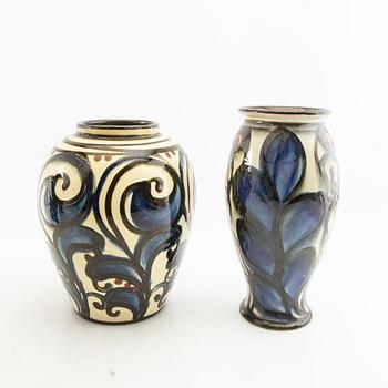 Vaser 4 st Annashaab lervarefabrik Danmark 1910/20-tal glaserat lergods.