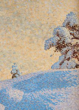 Gustaf Fjaestad, Snowy landscape.