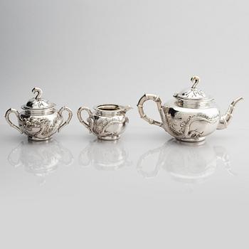Teservis, fem delar, silver. Wang Hing & Co, Hong Kong & Canton.