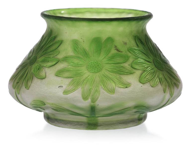 A Gunnar Wennerberg Art Nouveau cameo glass vase, Kosta, Sweden.
