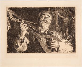 Anders Zorn, etsning, 1918, signerad med blyerts.