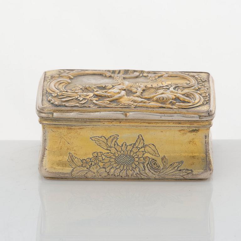 A Swedish Rococo silver-gilt snuff-box, mark of Kilian Kelson, Stockholm 1759.