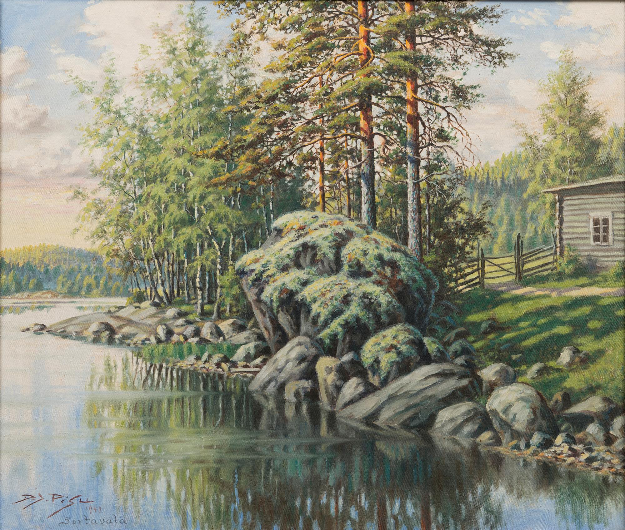 DANIEL JOHANNES PESU, öljy kankaalle, signeerattu ja päivätty Sortavala 1940.