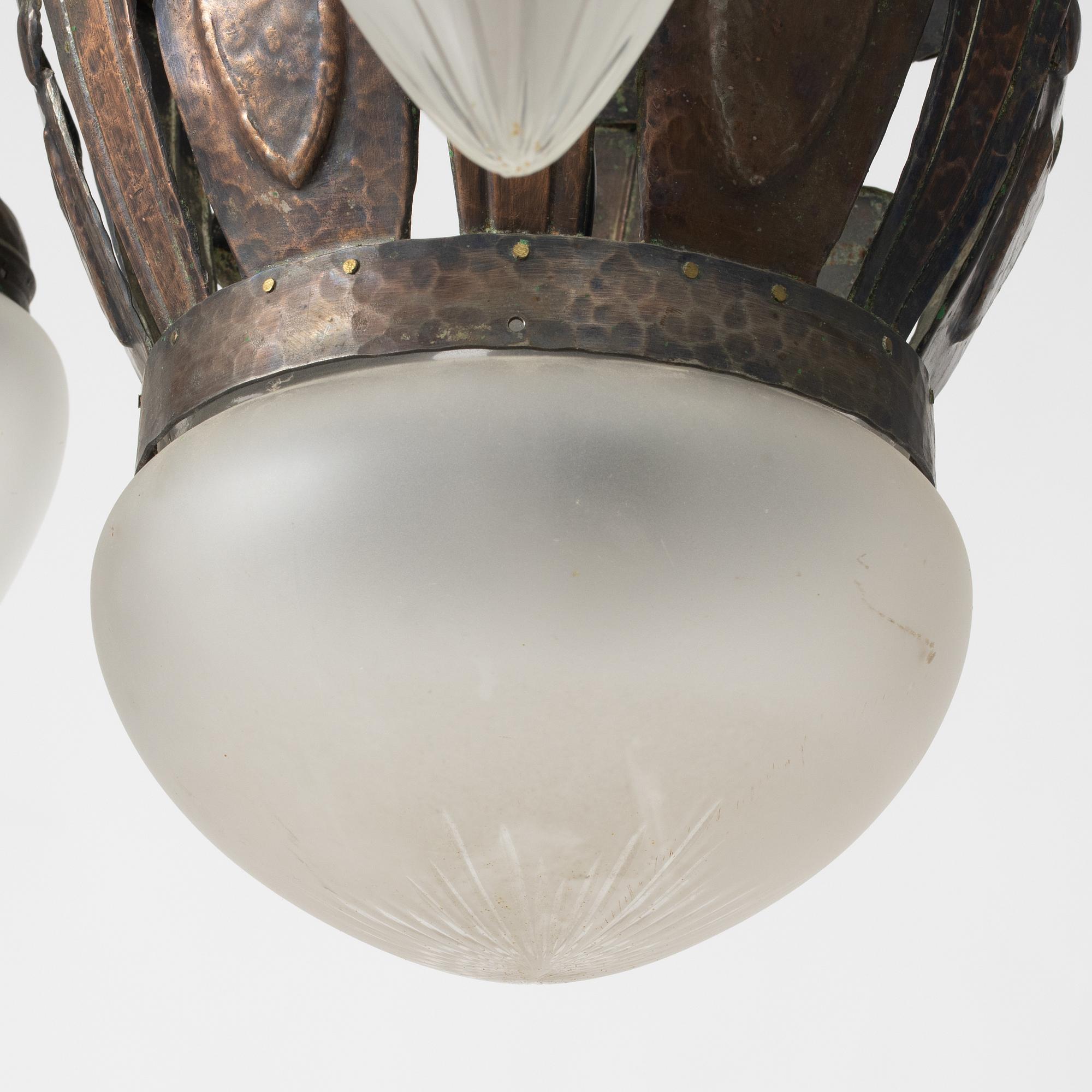 A Jugend ceiling lamp, early 20th century.